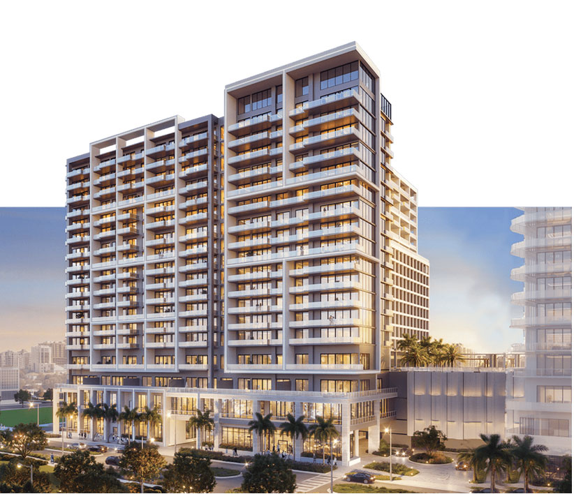 1000 Boulevard of the Arts exterior rendering showing luxury waterfront tower